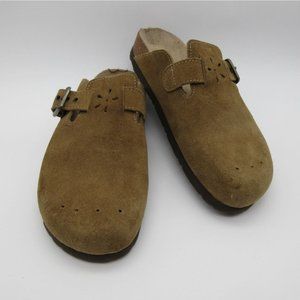 White Mountain tan suede‎ top mules slippers